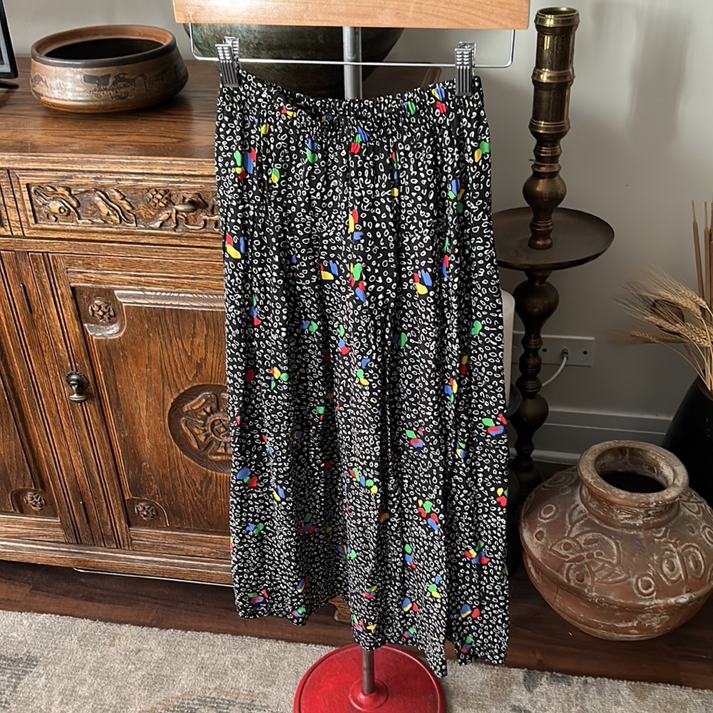 VINTAGE Midi Skirt Elastic Waist Yoke Confetti - Picture 5 of 9